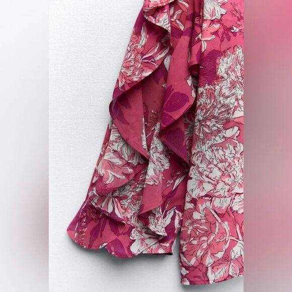 ZARA PRINTED TOP WITH RUFFLES - Picture 11 of 11